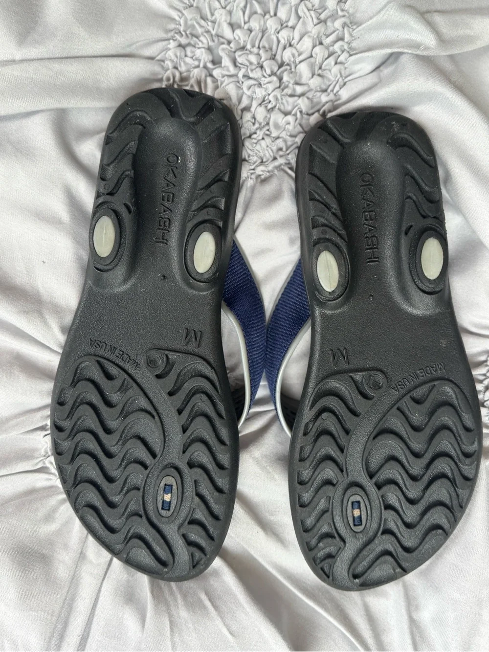 Okabashi Men's Black Sandals with Navy Straps